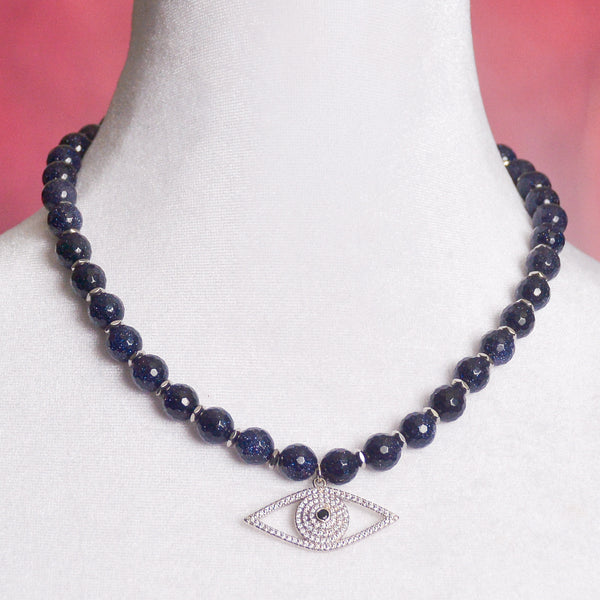 All Seeing Blue Sandstone Necklace