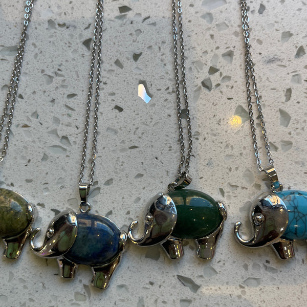 Assorted Elephant Gemstone Necklaces